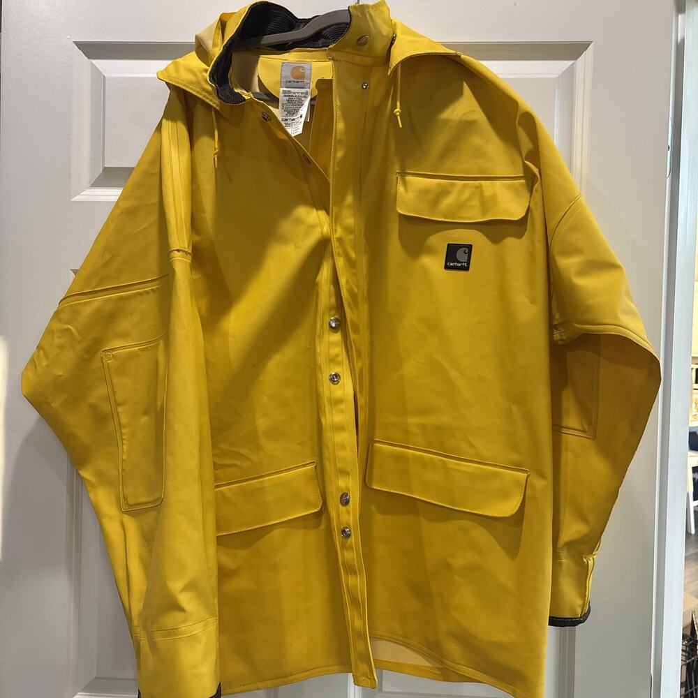 Carhartt C64 Yellow PVC Waterproof Rain Jacket. Used. Size XL. Heavy Duty.